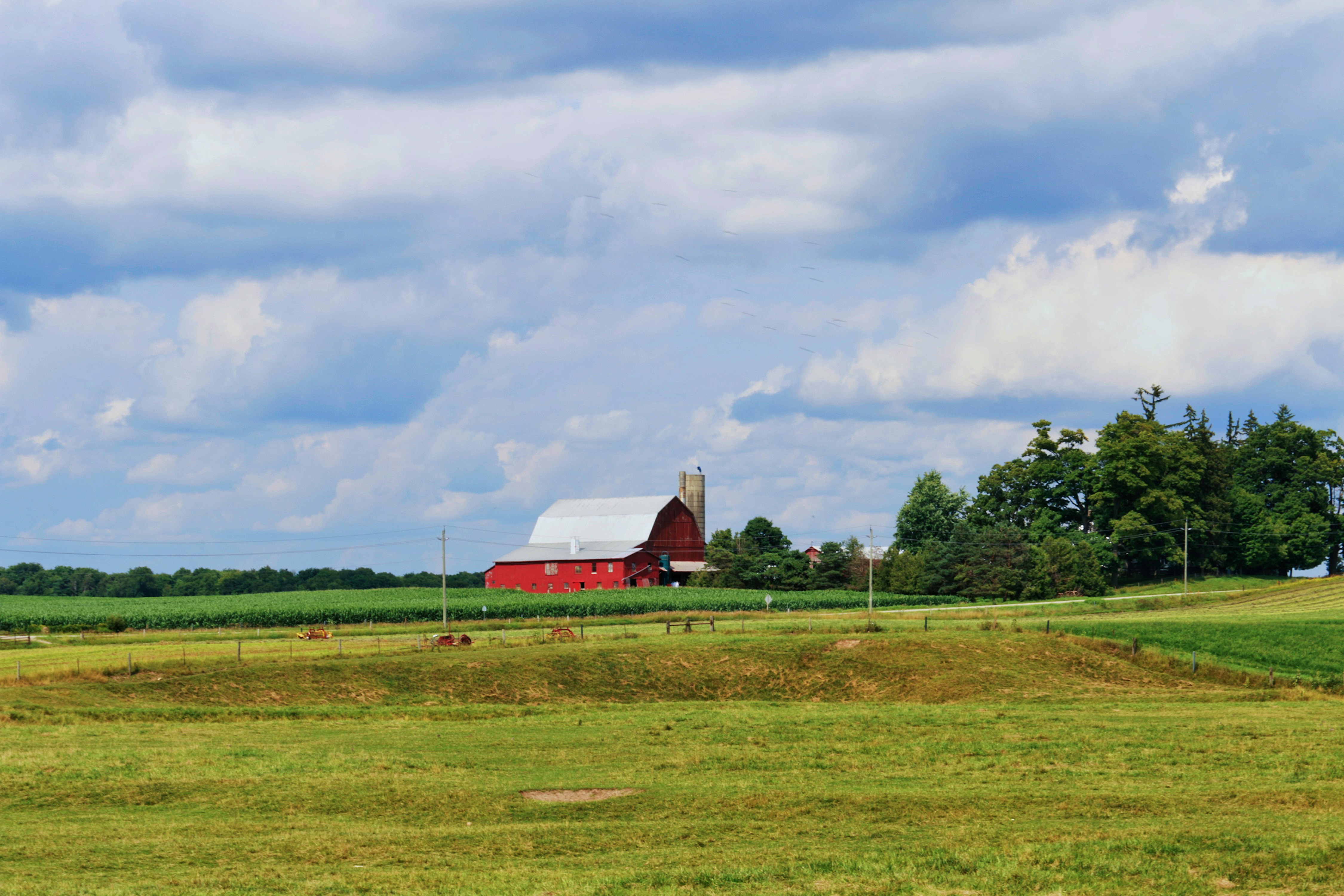 Una granja con un granero rojo en la distancia foto – Imagen de Granja  gratuita en Unsplash, image size:3000x2000