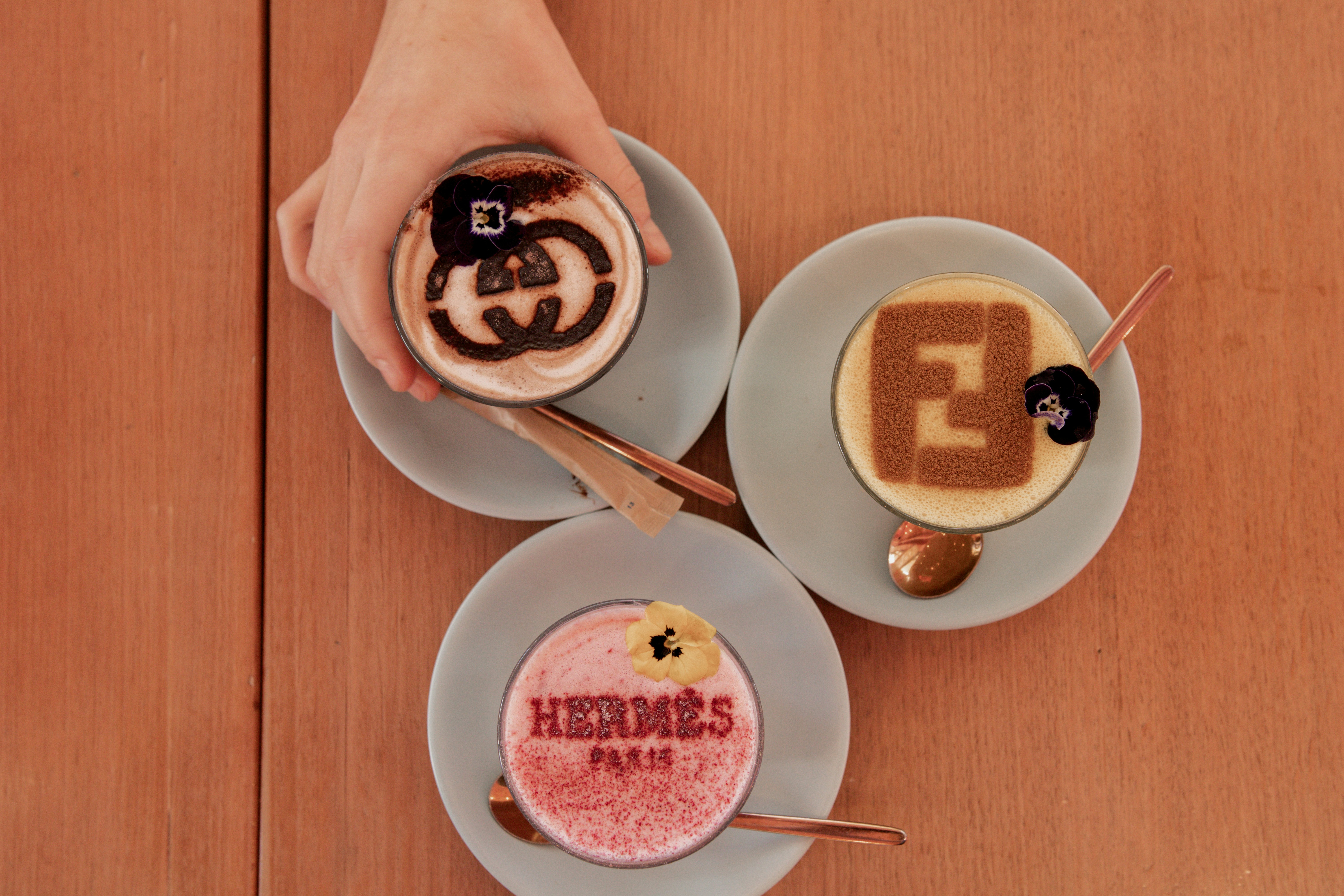 a couple of plates of food on a table