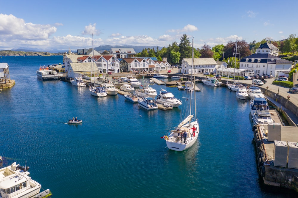 a harbor filled with lots of white boats