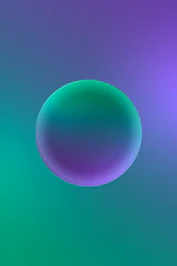 A sleek, glowing 3D sphere floating against a deep violet-to-black gradient background.