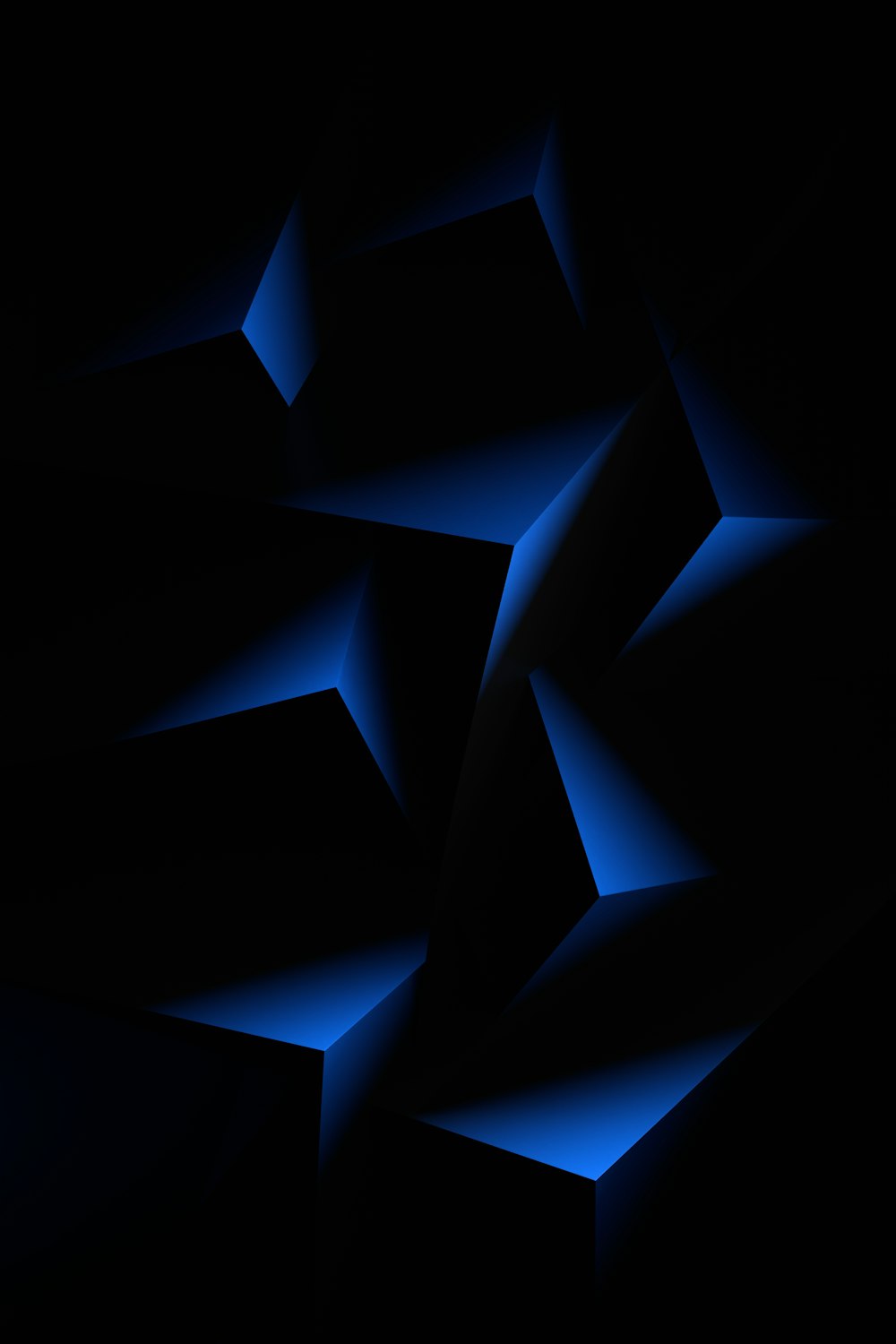 a black background with blue shapes on it