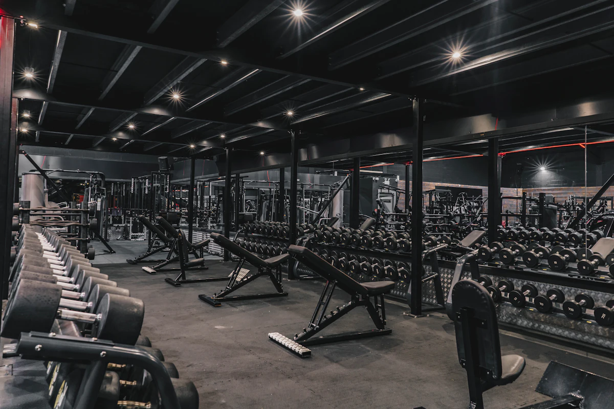 a gym with machines
