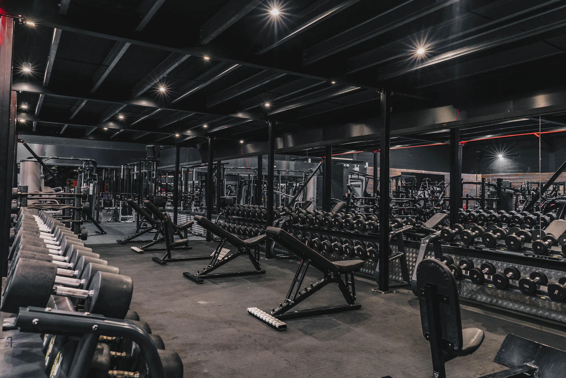 Weight room with equipment and weights
