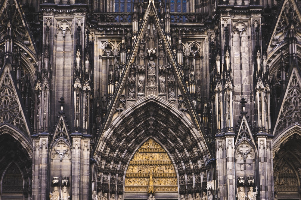 a large cathedral with a massive golden door