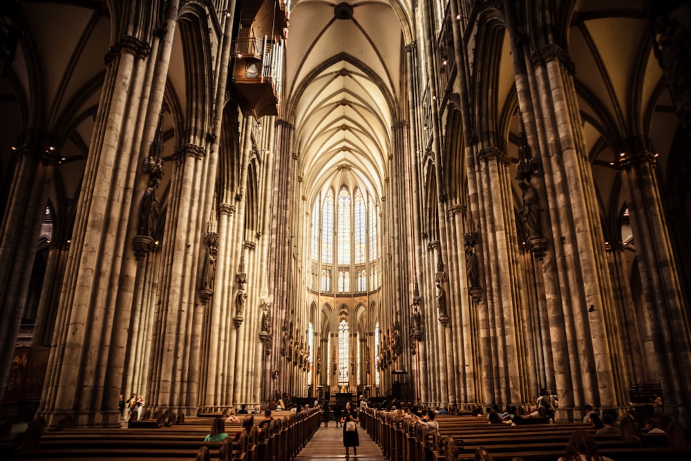 a large cathedral filled with lots of pews