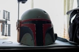 Close-up of a sturdy rescue helmet resting on a wooden table