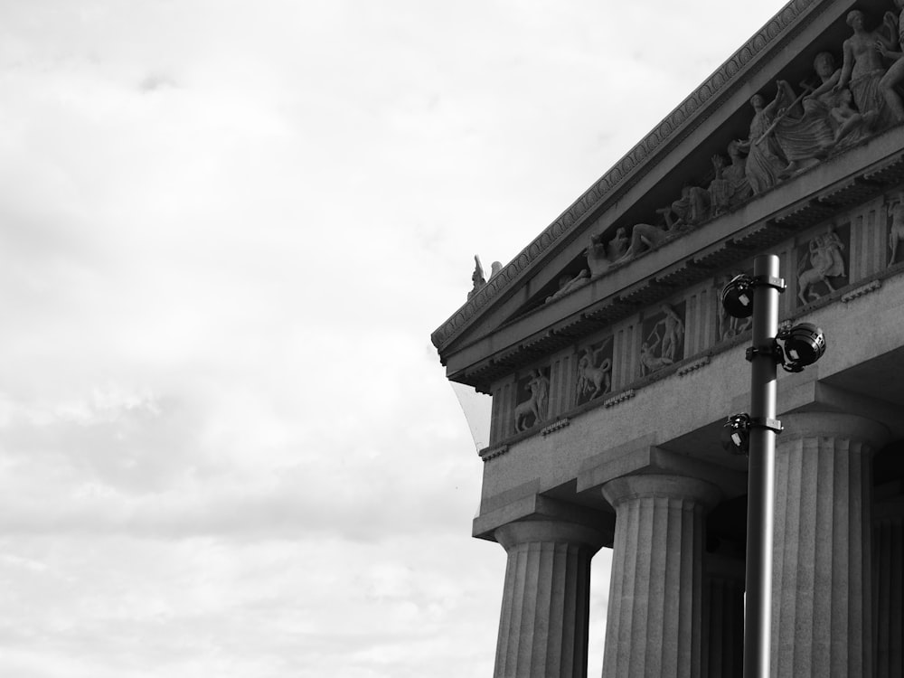 링컨 기념관의 흑백 사진