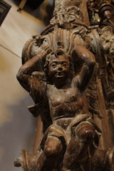 A wooden sculpture designed for architectural purposes.