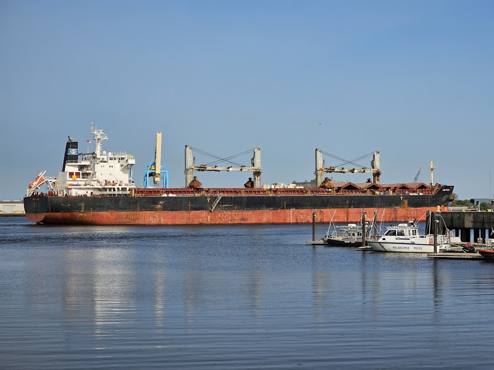 a large cargo ship in a body of water