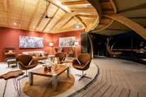 Luxurious residential living room with elegant furnishings and natural light.