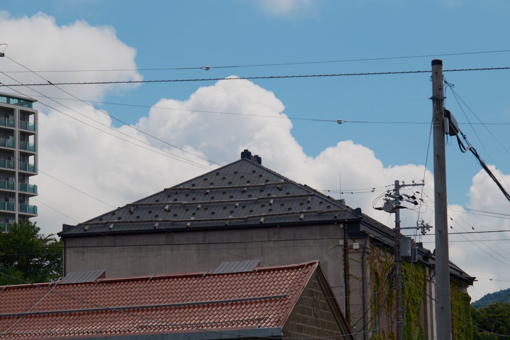 a view of a building with a sky background