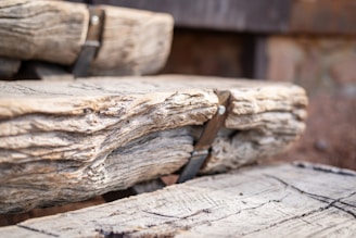 Close-up of recycled wood and metal materials ready for reuse in construction.