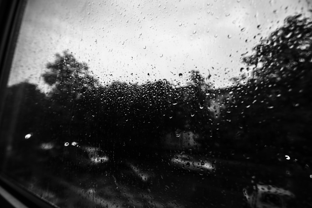 a window with rain drops on it