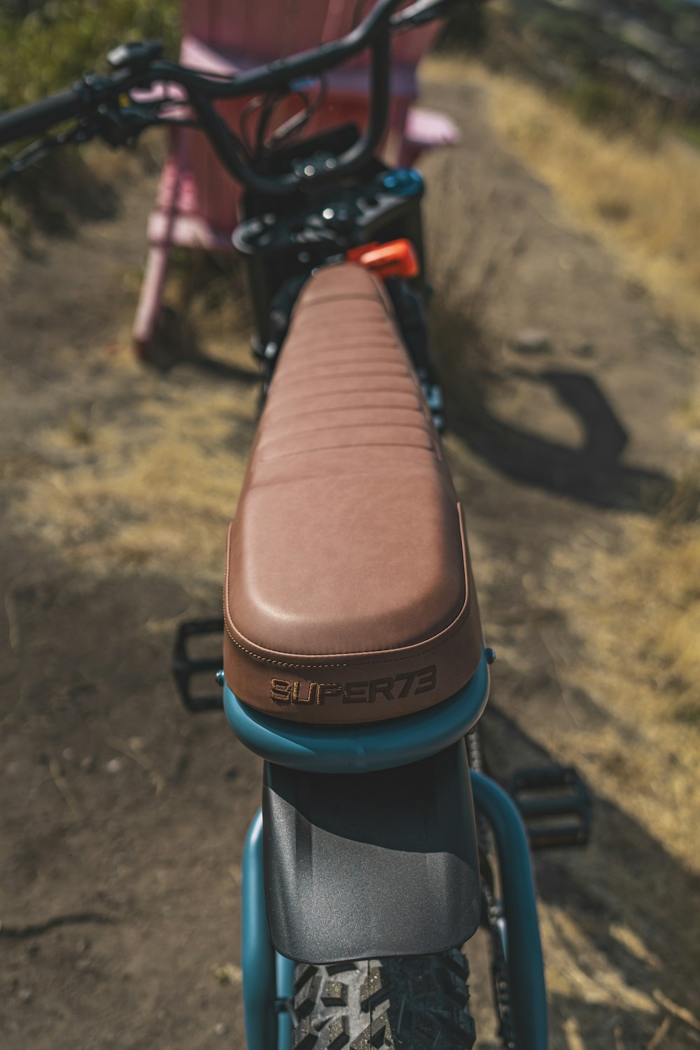 a close up of the seat on a bike
