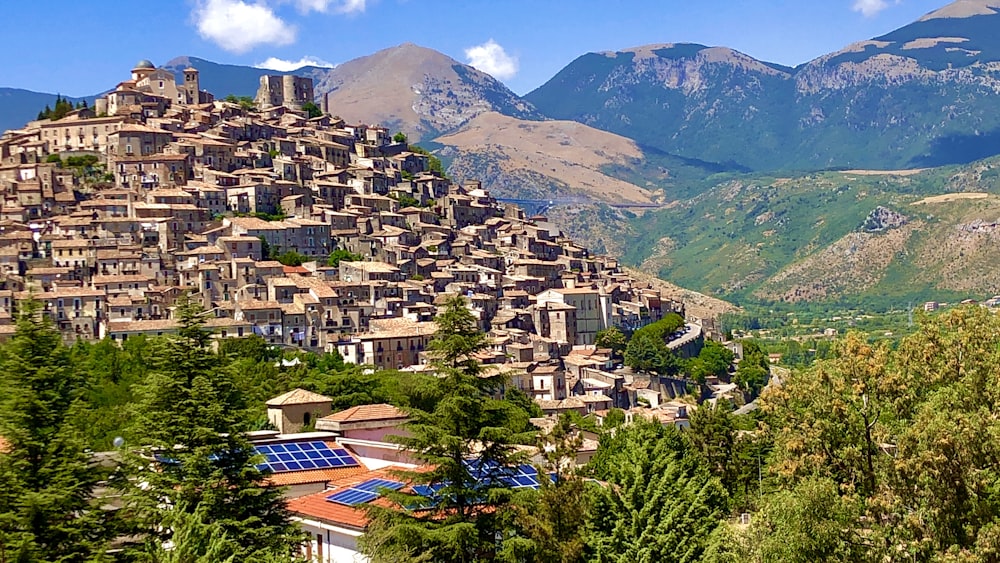 a village nestled on top of a mountain