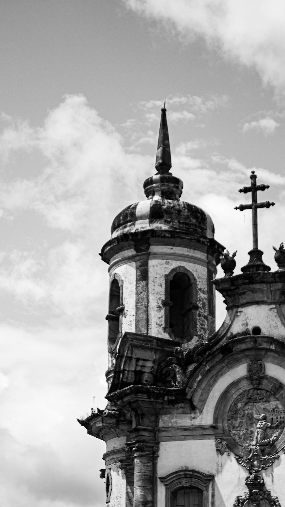 a black and white photo of a church