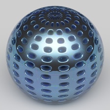 a shiny blue object with holes in it