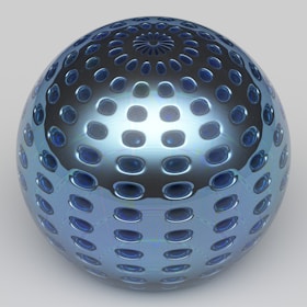 a shiny blue object with holes in it
