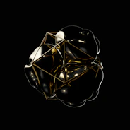 Matte black and antique gold abstract geometric shapes symbolizing structured finance