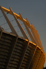 A professional photographer capturing modern architectural details during golden hour light.