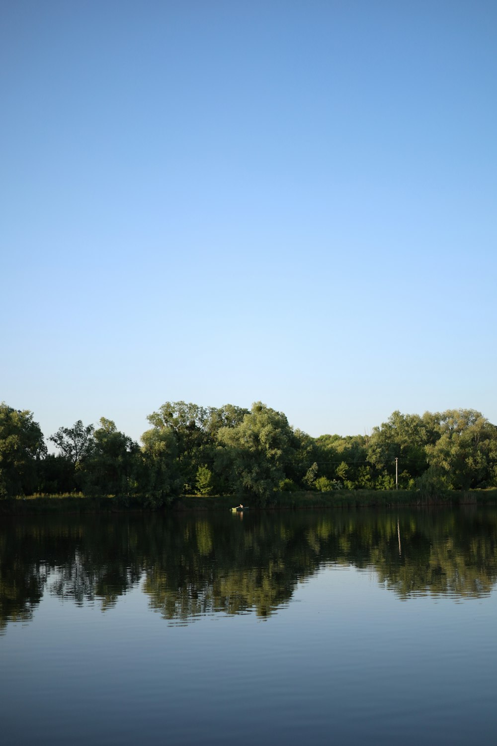 a large body of water surrounded by trees