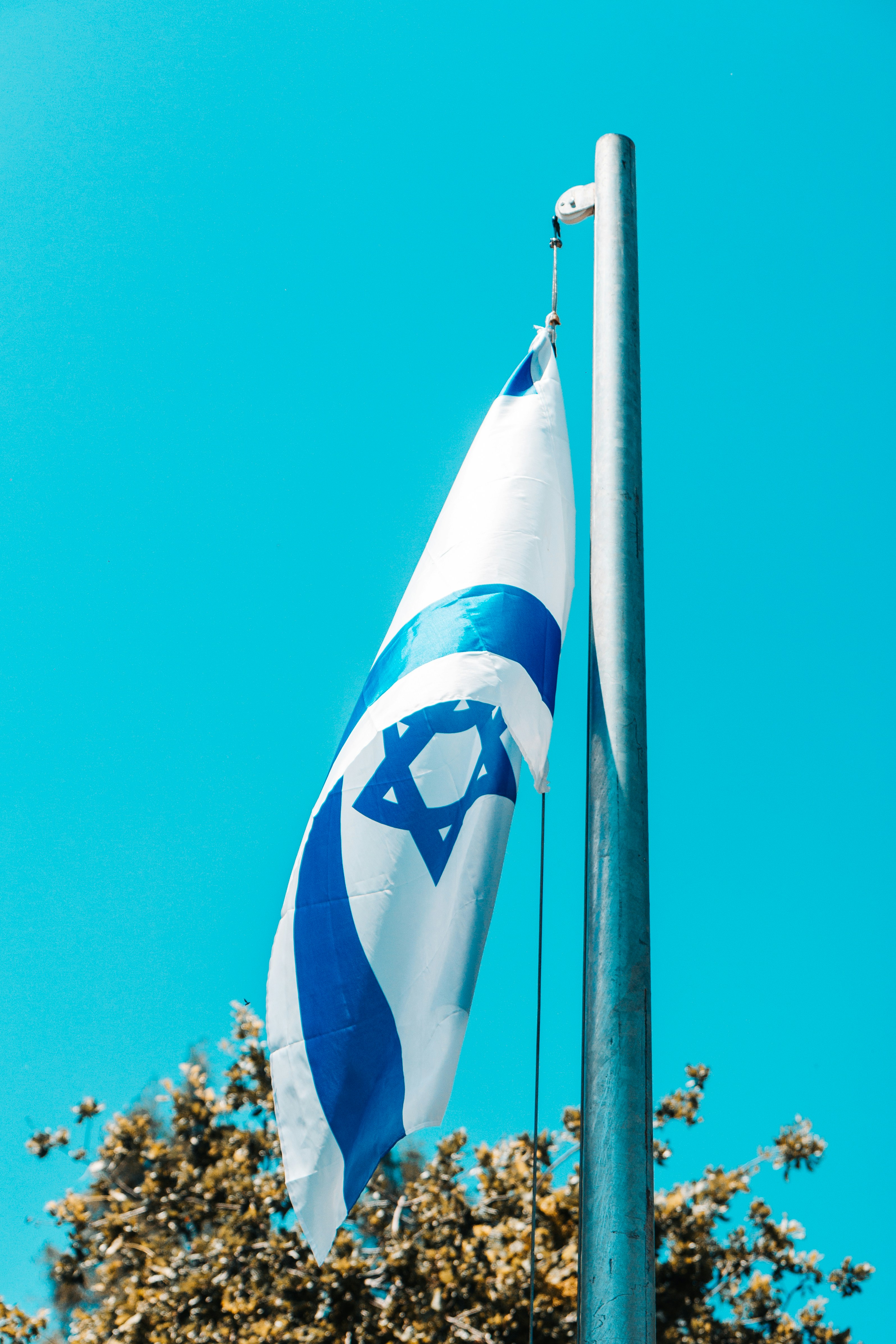 A blue and white flag with a star of david on it photo Free Izrael