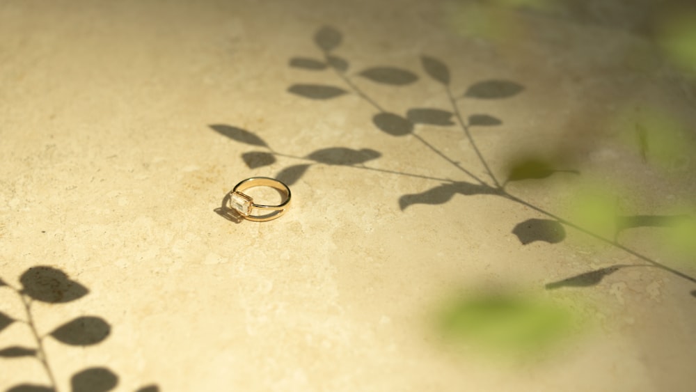 a couple of wedding rings sitting on top of a table