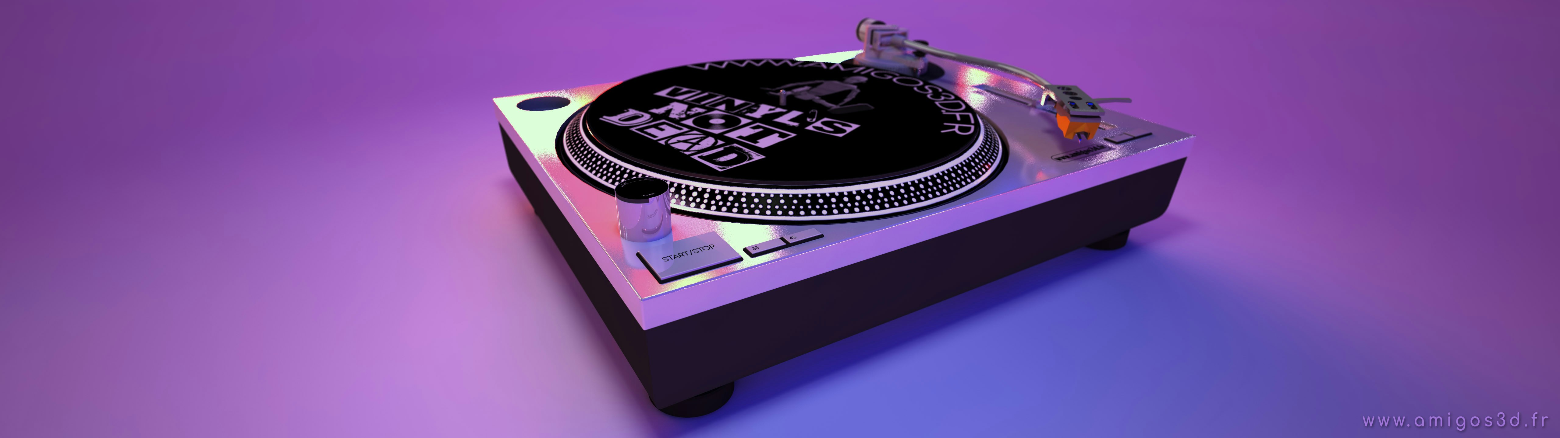 Vinyl record spinning purple gradient