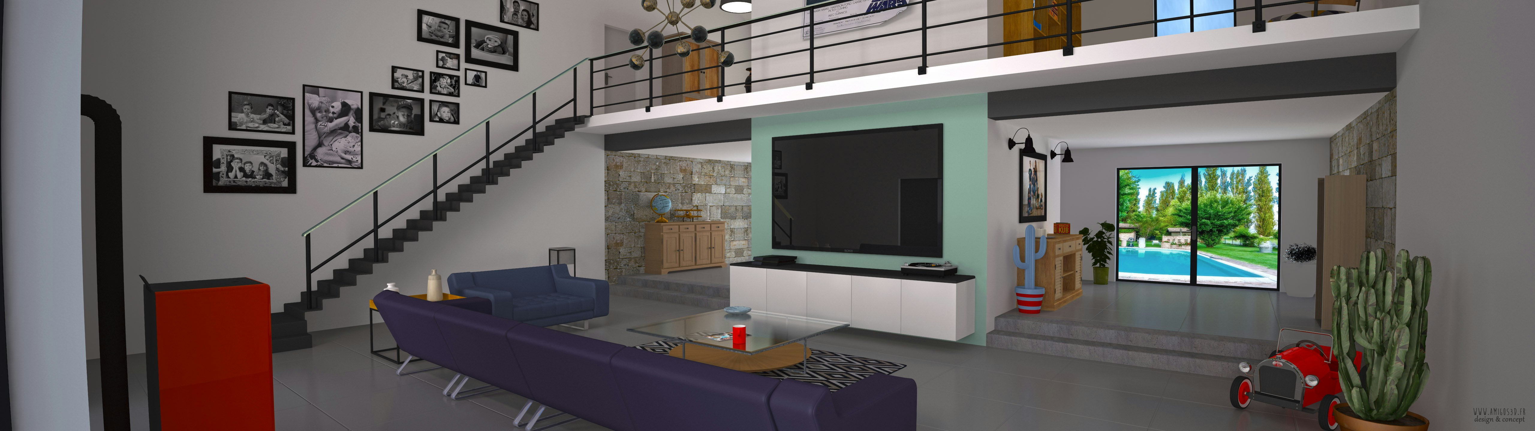 Spacious living room with pool view at Casa Frangipani