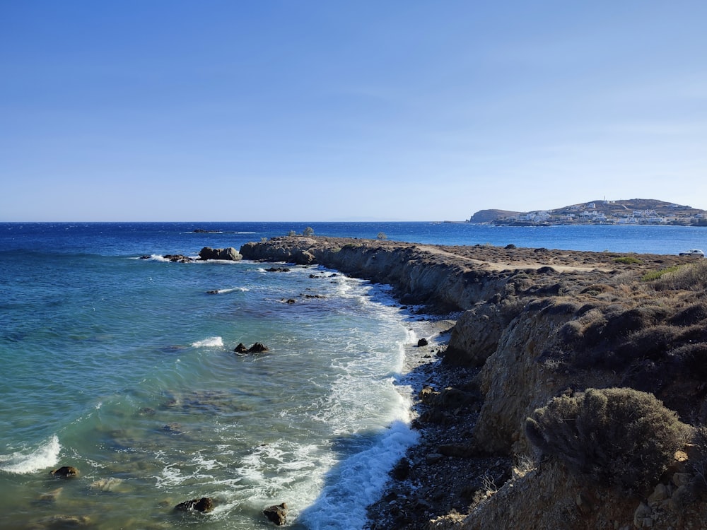 a view of the ocean from a cliff