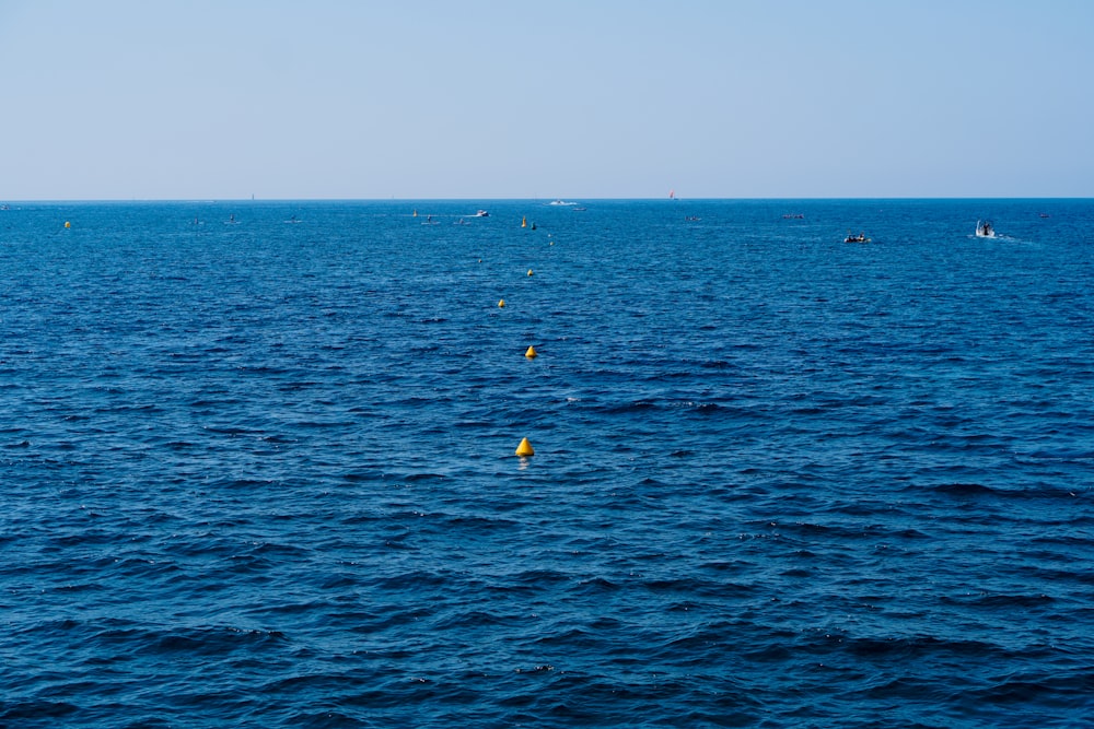 a large body of water with boats in the distance