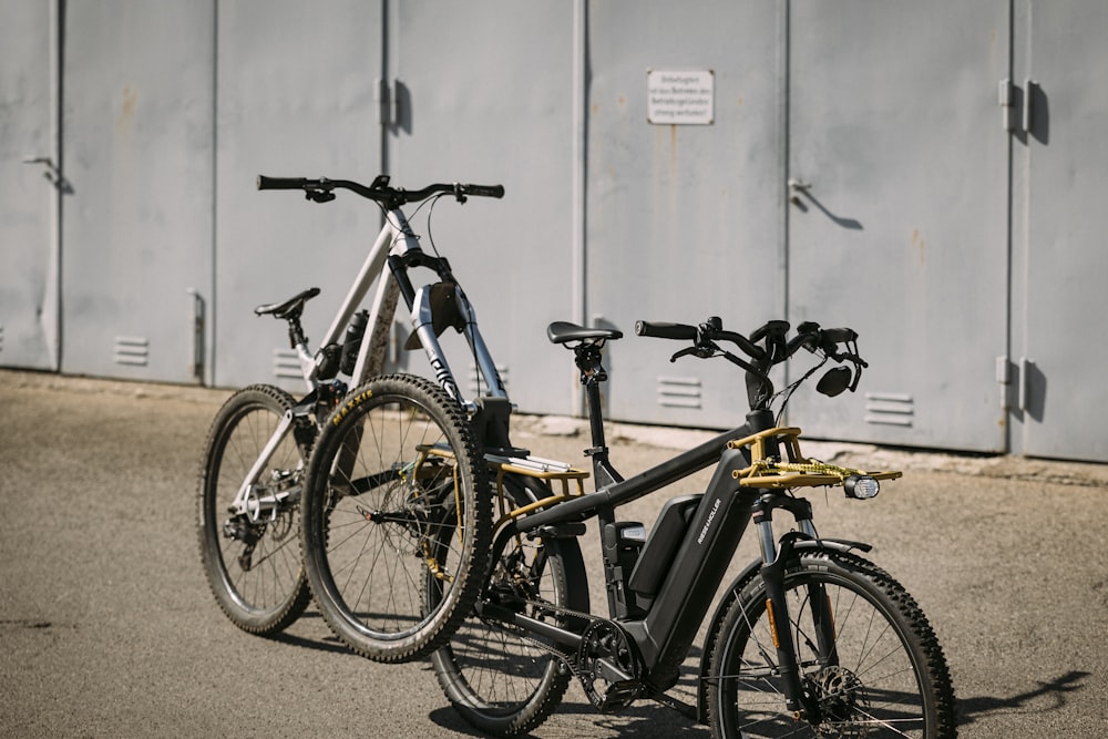 a couple of bikes parked next to each other