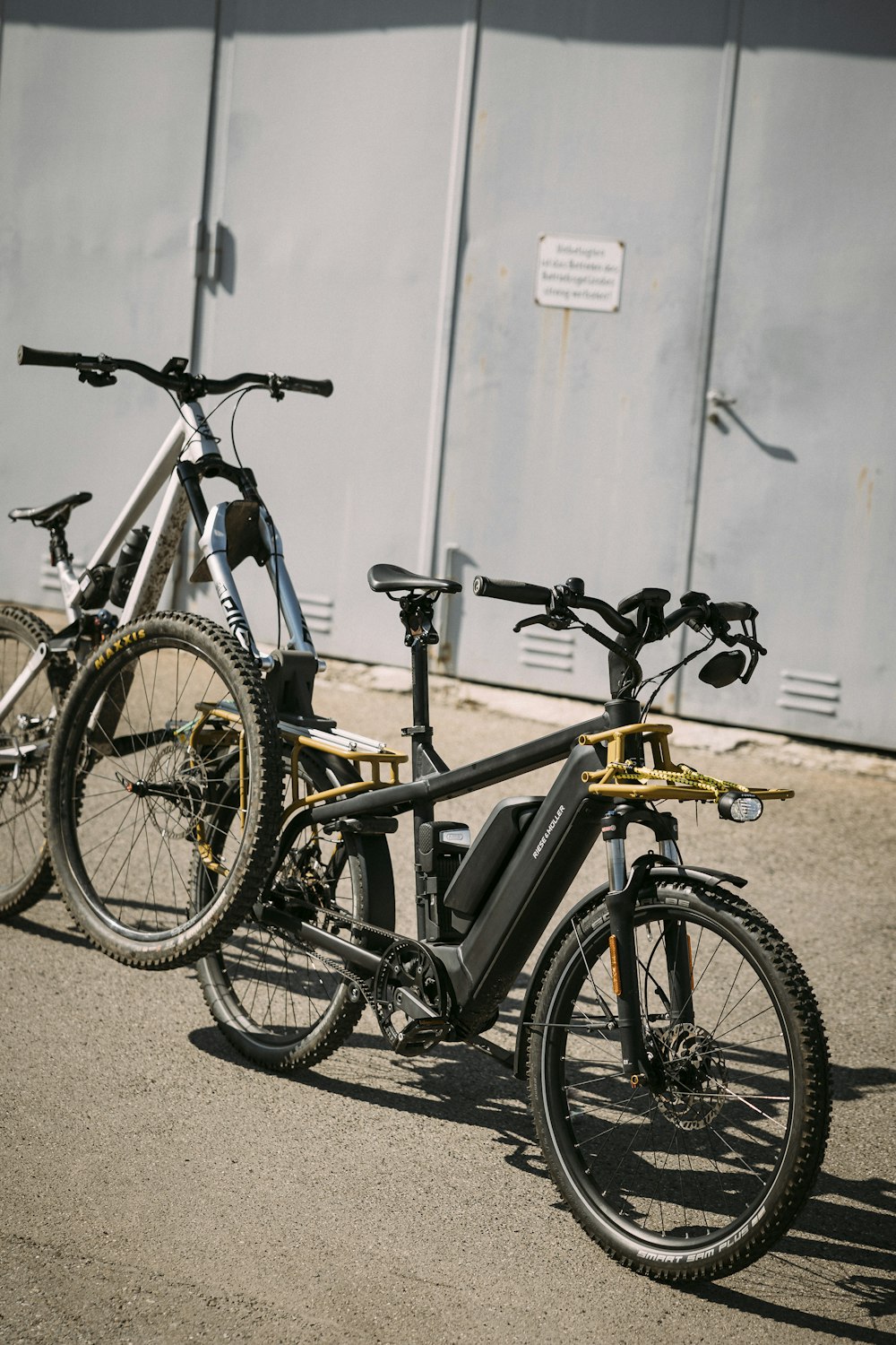 a couple of bikes parked next to each other