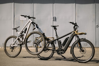 a couple of bikes parked next to each other