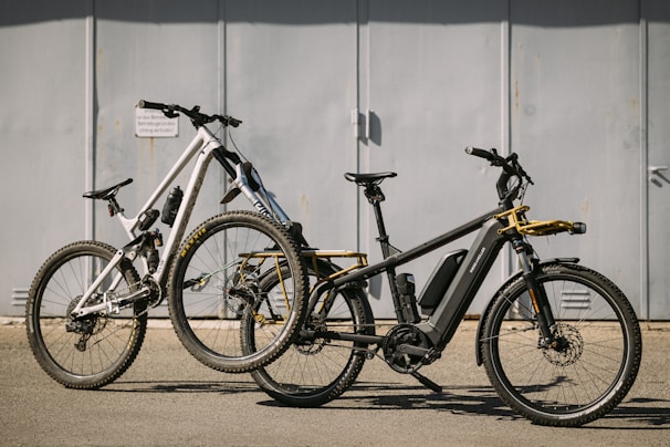 a couple of bikes parked next to each other