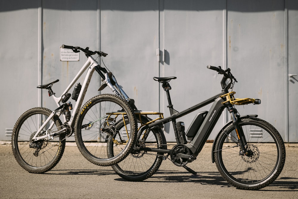 a couple of bikes parked next to each other