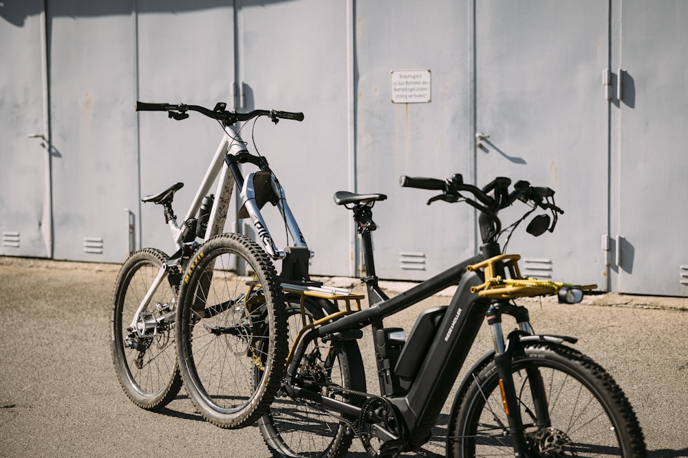 a couple of bikes parked next to each other