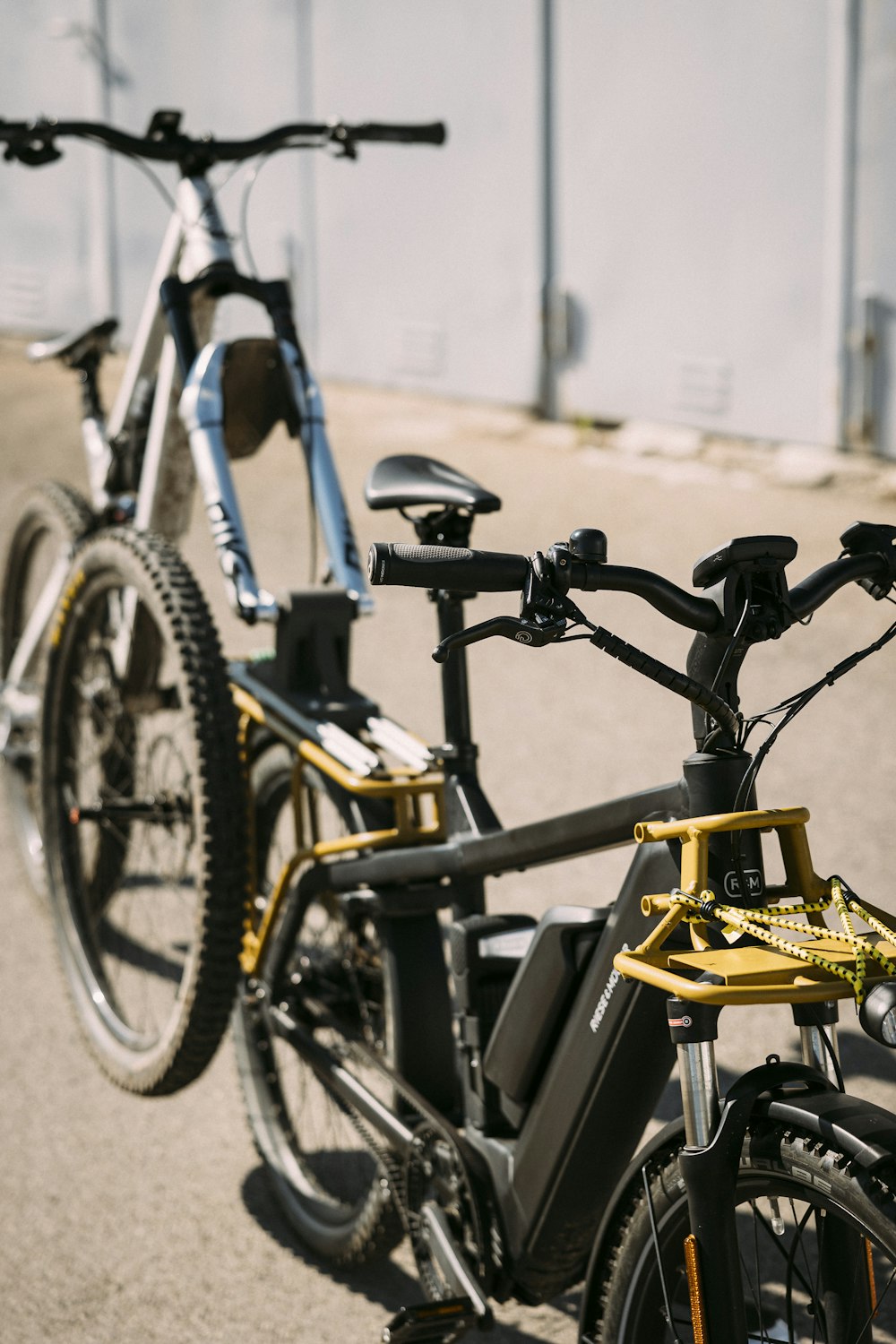 a couple of bikes parked next to each other