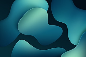 Abstract geometric shapes in deep teal and aqua colors.