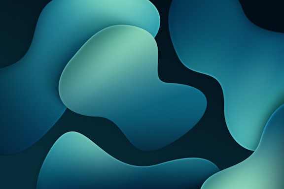 Abstract geometric shapes in deep teal and aqua colors.
