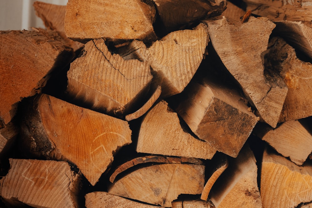 a pile of wood that is stacked on top of each other