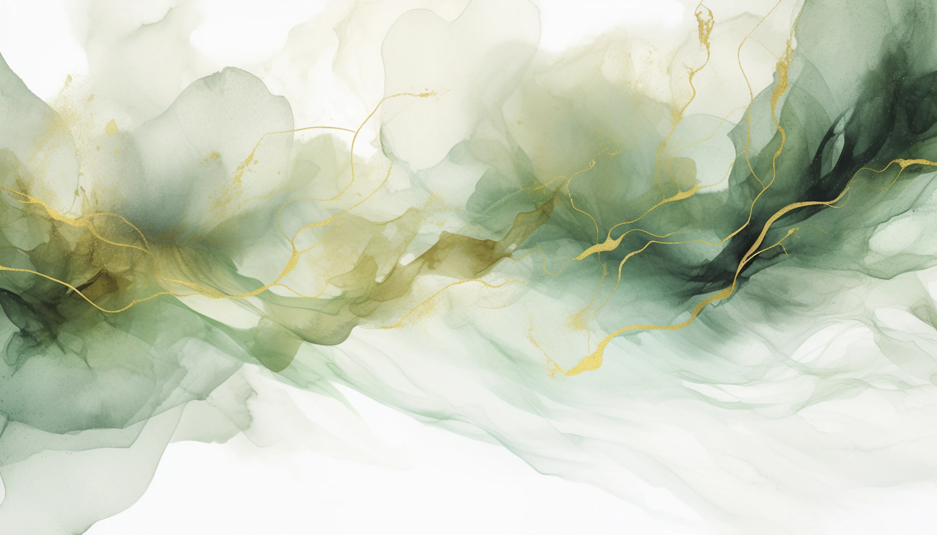 a painting of green and yellow flowers on a white background