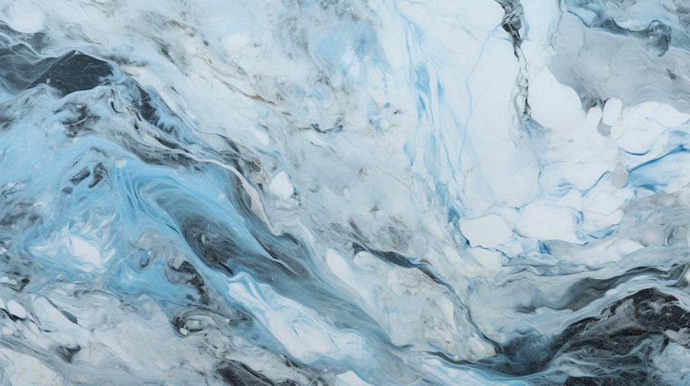 an abstract painting of blue and white colors