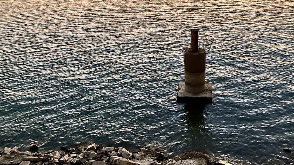 a buoy sitting in the middle of a body of water