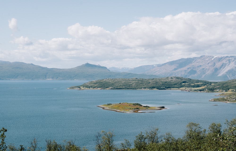 a large body of water surrounded by mountains