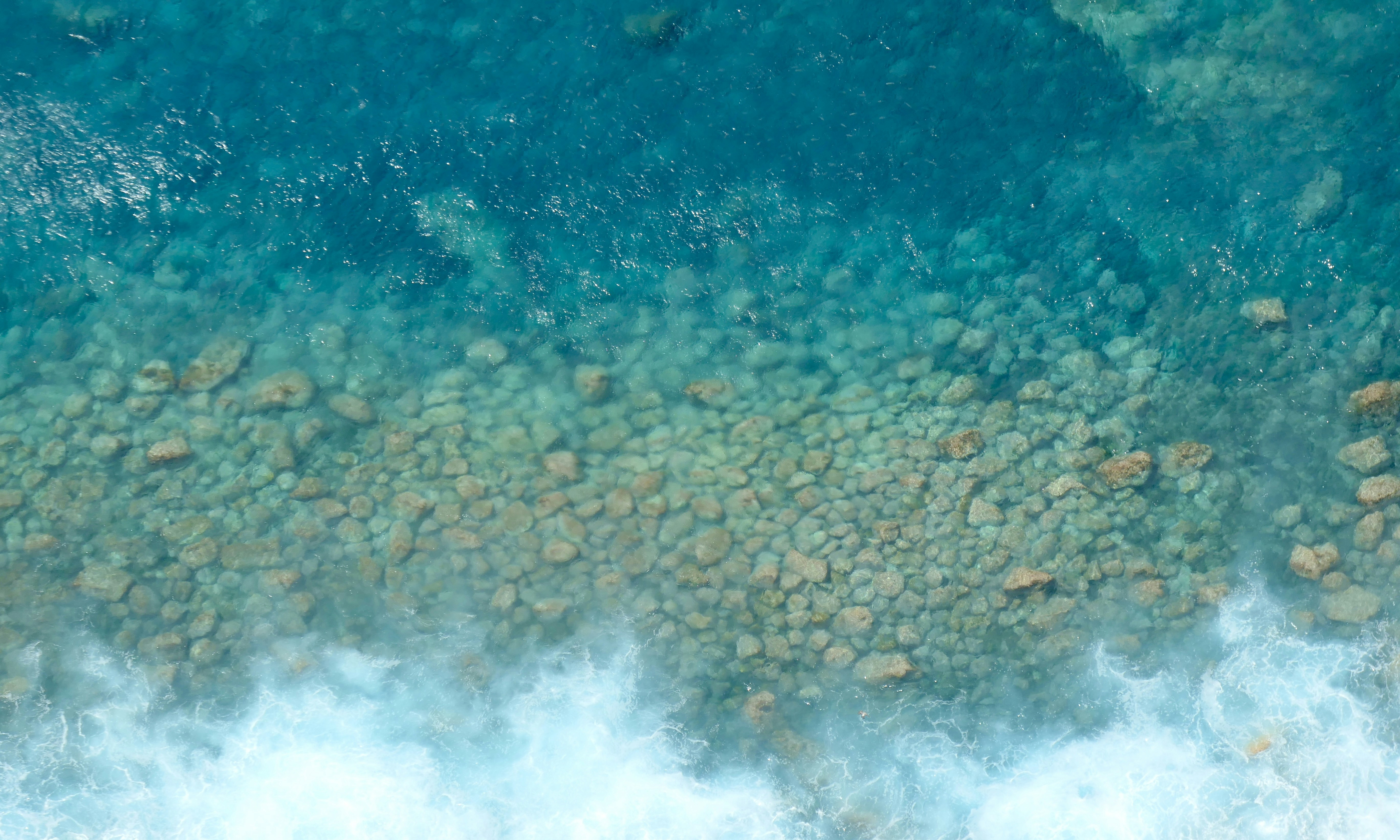 an aerial view of a body of water