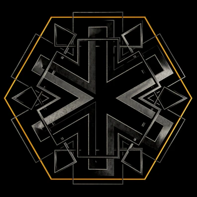 Geometric pattern overlay on a dark background inspired by the company’s logo symbol.