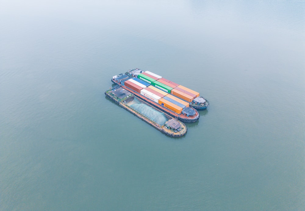 a large boat floating on top of a large body of water