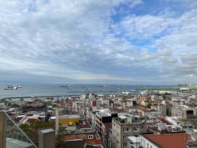 A panoramic view of a seaport with ships ready for transatlantic transport.
