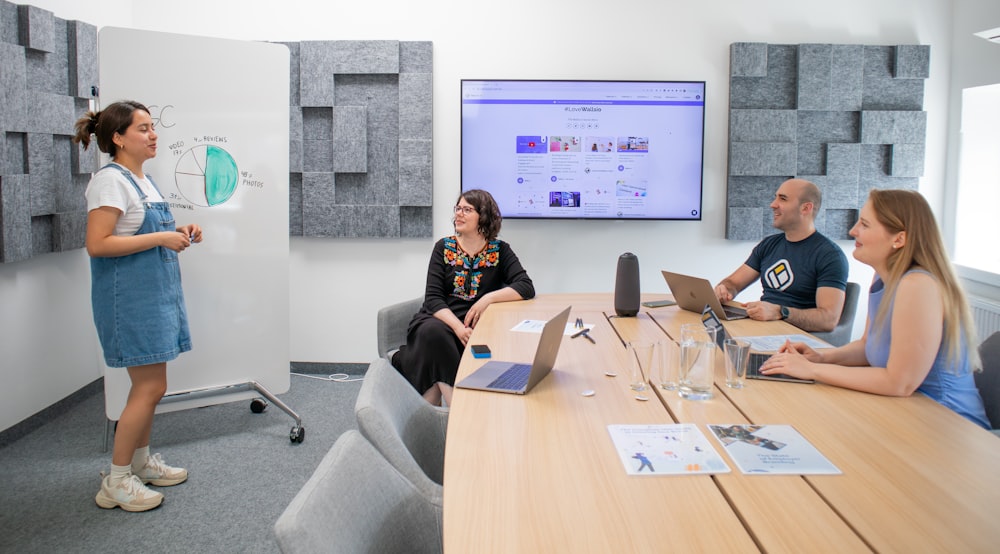 a group of people sitting around a conference table